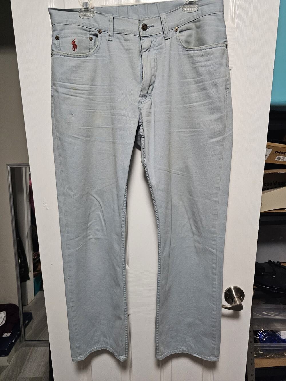 Polo Ralph Lauren 650 Straight Leg 5 Pocket Men's Pants Light Blue Jeans 34 X 30